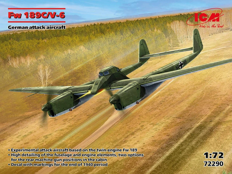 Green twin-engine German attack aircraft model kit with propellers and wings