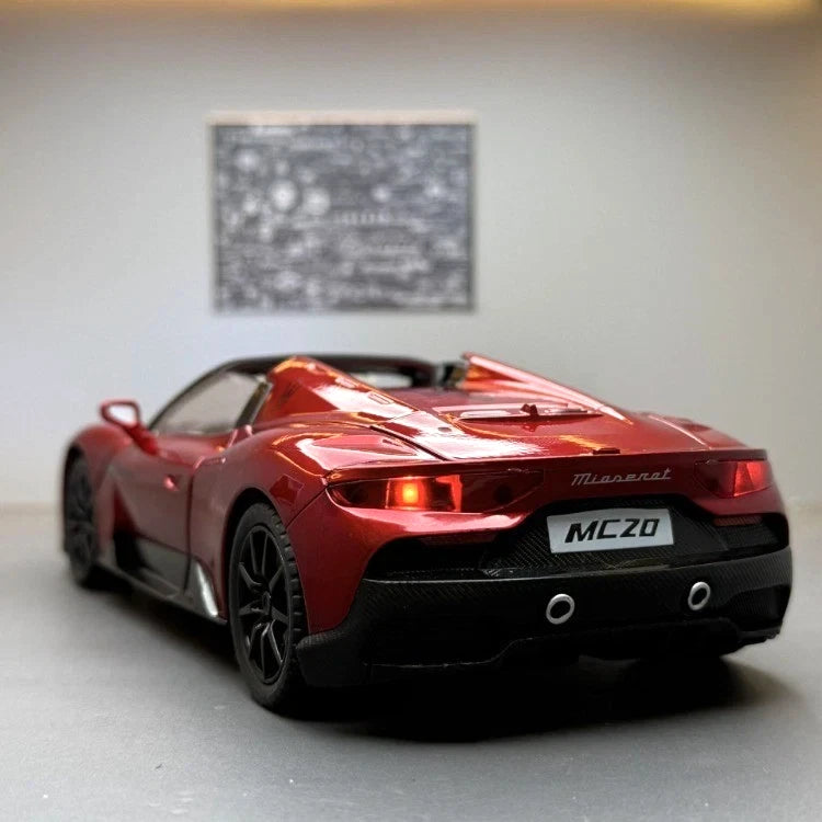 1:24 Maserati MC20 Alloy Diecast Model Car Convertible Toy w/ Sound Light Gift