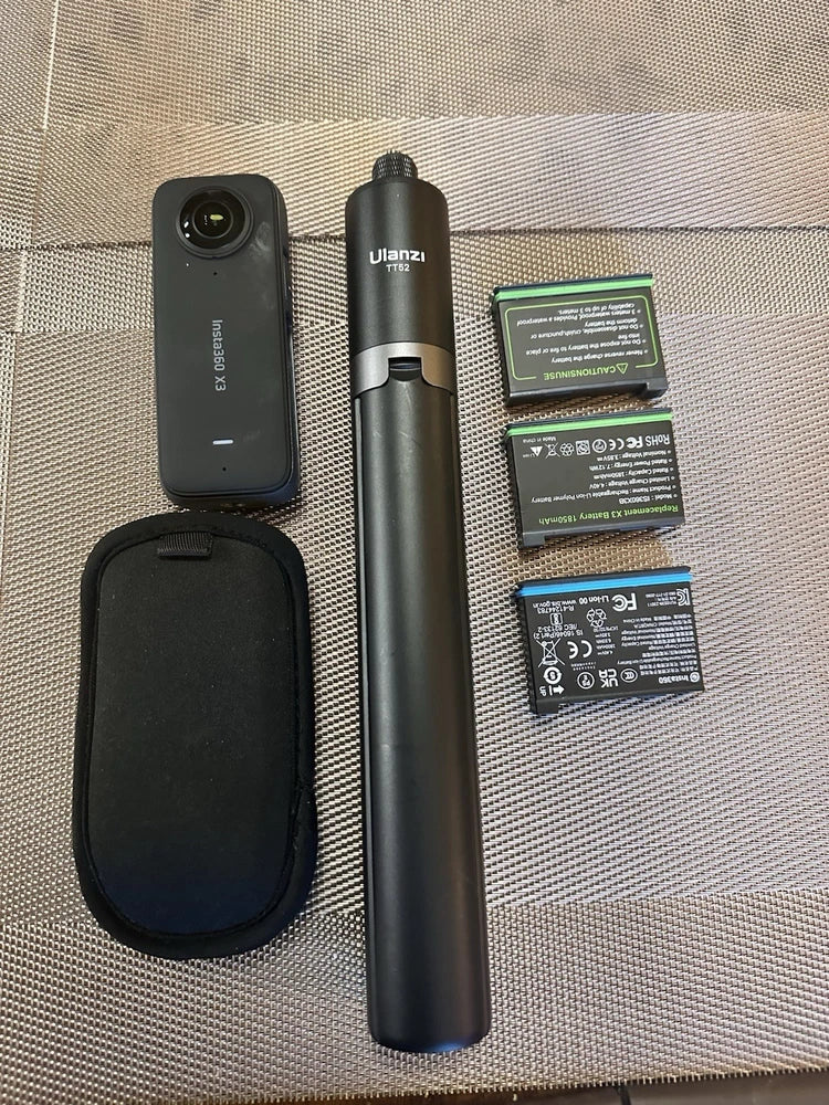 Insta360 X3 5.7K 360 Action Camera Bundle 1TB microSD 3 Batteries Selfie Stick
