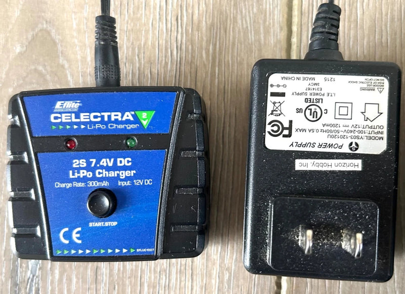 E-flite Celectra 2S 7.4V Li-Po Charger EFLUC1007 w/ AC Wall Adapter TESTED Battery