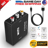 RCA to HDMI Converter Composite AV CVBS Video Adapter 720p 1080p Wii PS4 SNES US
