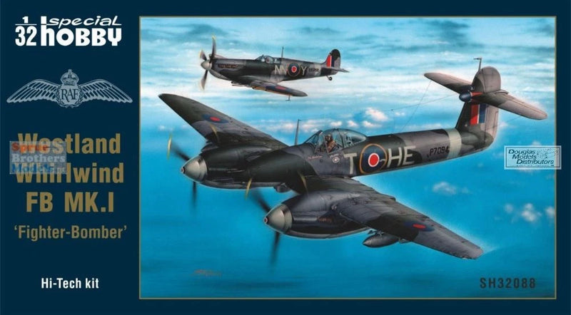 1:32 Westland Whirlwind F Mk.I fighter-bomber model kit box art with aircraft