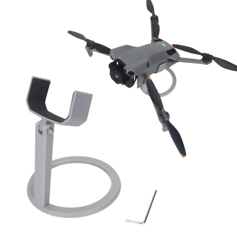 Desktop display bracket stand with circular base ring and U-shaped arm, gray