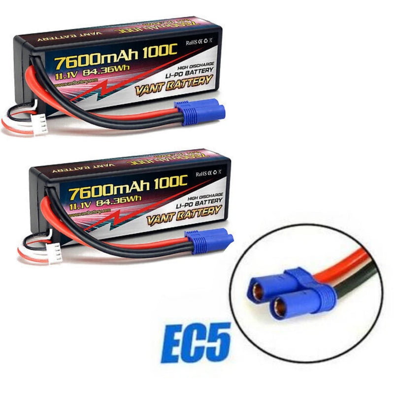 2 VANT 3s 11.1v 7600mah 100c Lipo Battery  EC5 Plug Hard ARRMA KRATON POWERHOBBY Battery