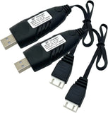 2 Pack 11.1V Lipo Battery Charger Cable,3S 2A LIPO Battery USB Charger Cables wi
