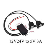 12V 24V to 5V 3A Charging Converter DC-DC Step Down USB Module Durable Car Power
