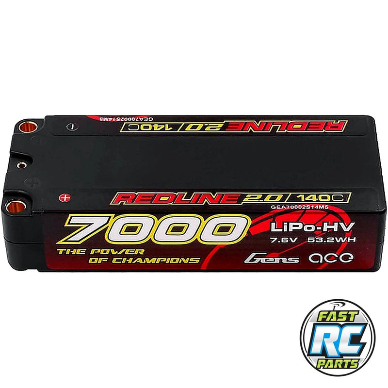 Gens Ace Redline 2.0 7000mAh 2S1P 140C Mid- size LiPo battery GEA70002S14M5 Battery