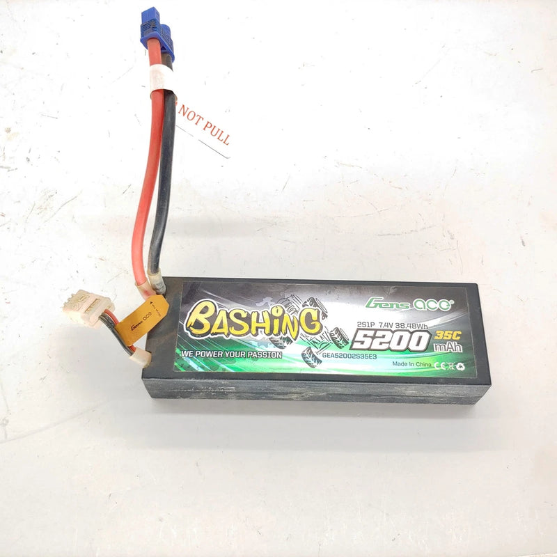 Gens Ace Bashing 7.4V 35C 2S 5200mah Hardcase Lipo Battery W/ EC3 Plug USED Battery
