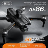 Foldable 8K quadcopter drone with FPV camera, black body and four propellers