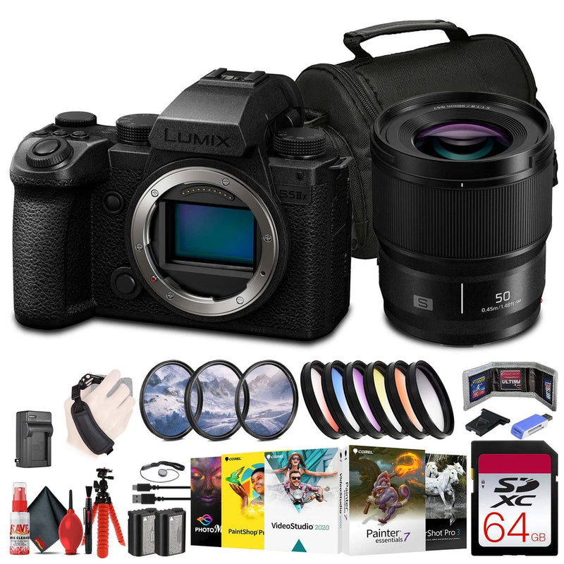 Panasonic Lumix S5 IIX Mirrorless Camera + Panasonic Lumix S 50mm Lens + 64GB