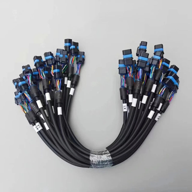 DJI Agras signal cable harness with black wires and blue connector plugs