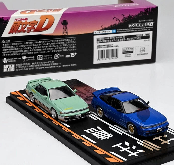 1/64 vol 20 Initial Text D Set S13 Car Alloy Model Car Diecast Hobby Blue/Green