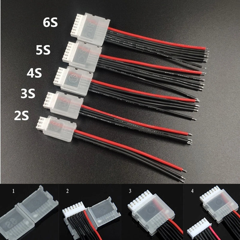 5PCS 10CM 22AWG Lipo Battery Balance Charger Male Plug Cable With AB Clip Buckle