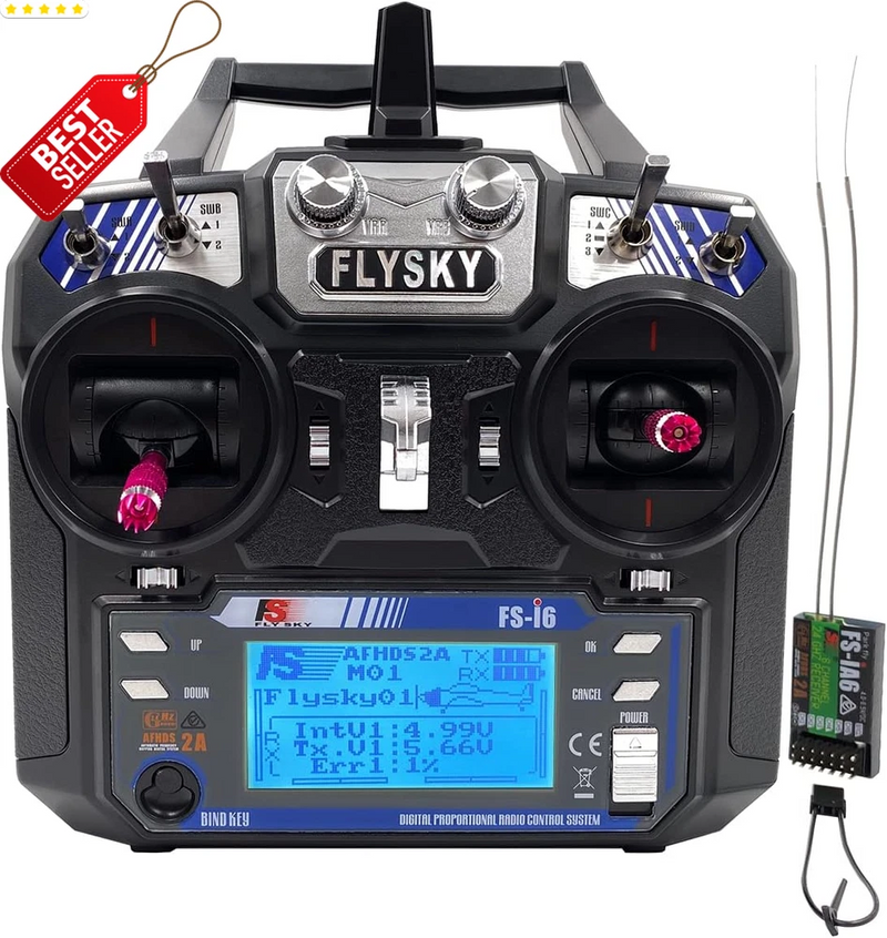 FlySky FS-I6 6CH 2.4GHz RC Transmitter w/ IA6 Receiver Mode 2 Plane Drone - US