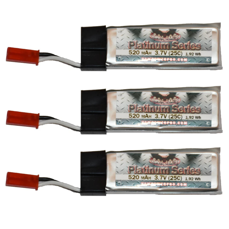 Vampowerpro Platinum Series (3) 520mAh 1S (3.7v) 18C Lipo Battery x3 w/ JST conn Battery