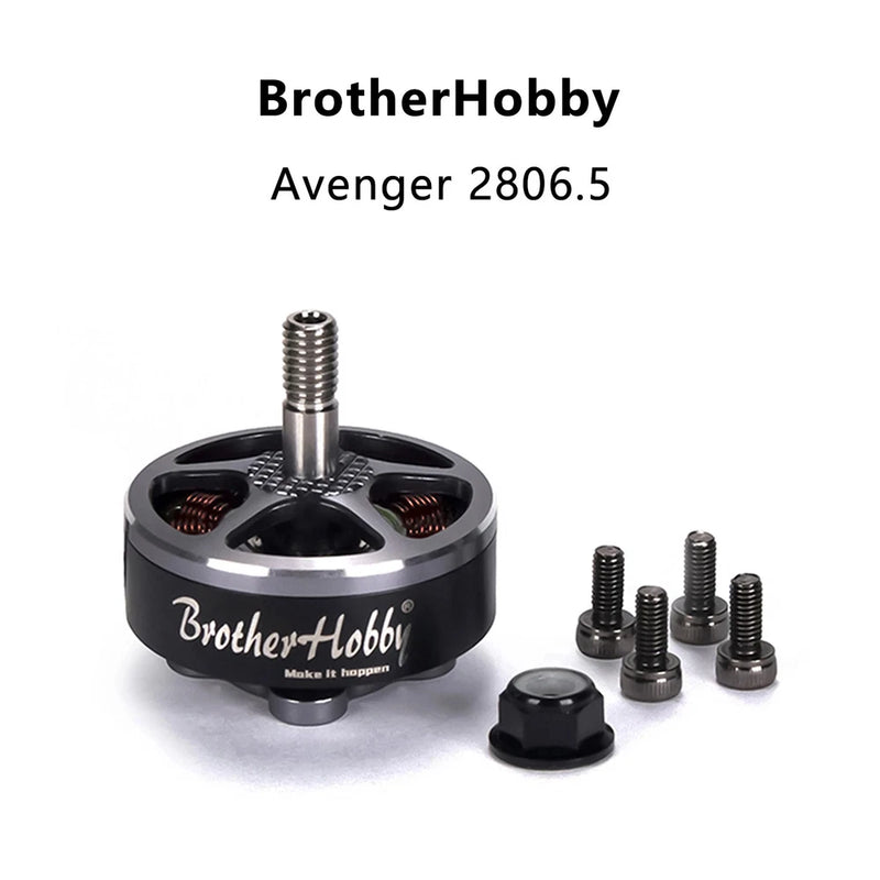 BrotherHobby Avenger 2806.5 1300KV FPV drone motor with mounting screws and black base