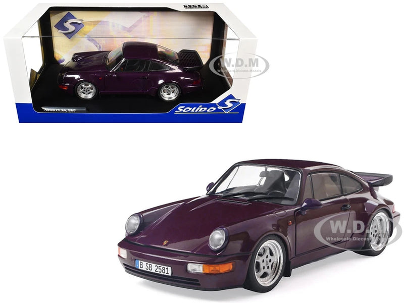 1990 PORSCHE 911 (964) TURBO VIOLET BLUE 1/18 DIECAST MODEL BY SOLIDO S1803412