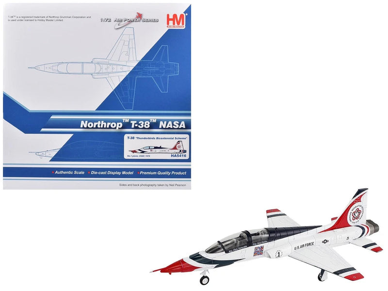 1:72 Northrop T-38 model jet, white with red and blue tail and wing accents