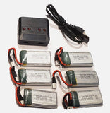 Full 6 Pack + Charger - LiPo Small Drone Battery 3.7V 500mAh 20C - Ships from US Battery