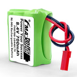 Green Ni-MH battery pack with label and red connector, blue/red lead wires