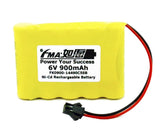 6V 900mAh Ni-Cd rechargeable battery pack with red and black lead wires and plug