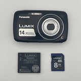 PANASONICLUMIX DMC-S3 14.1MP DIGITAL CAMERA BLACK W/ BATTERY & SD CARD(TESTED)