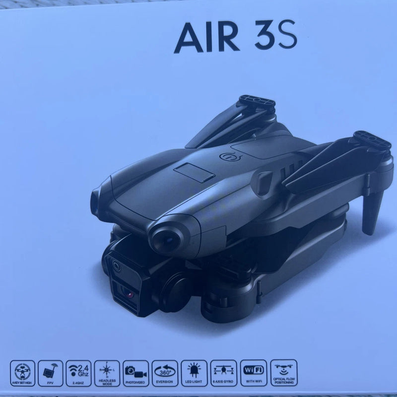 Foldable GPS drone with 4K camera, dark gray body, front camera pod