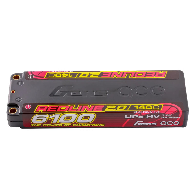 Gens Ace 6100mAh 2S1P 140C 7.6V HardCase Redline HV Lipo Battery - GEA61002S14D5 Battery
