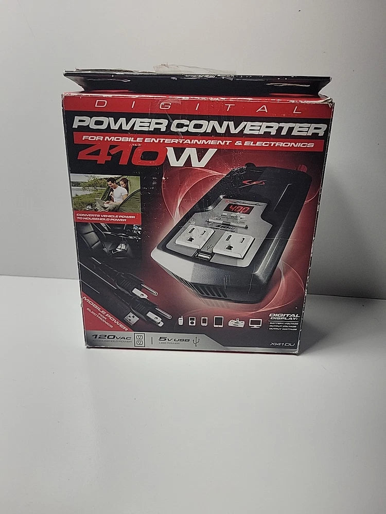 Schumacher 410W Power Converter 2 AC Outlet USB Port 12v Input 120v AC Open Box