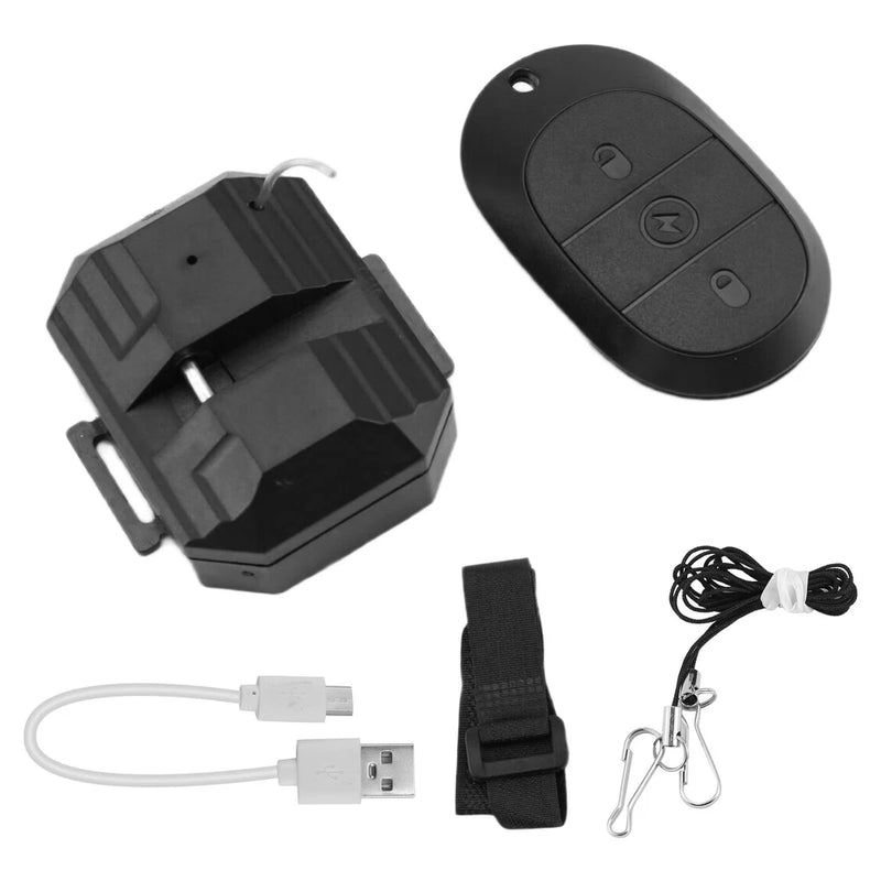 Drone bait airdrop system kit with remote, hooks, strap, and USB cables