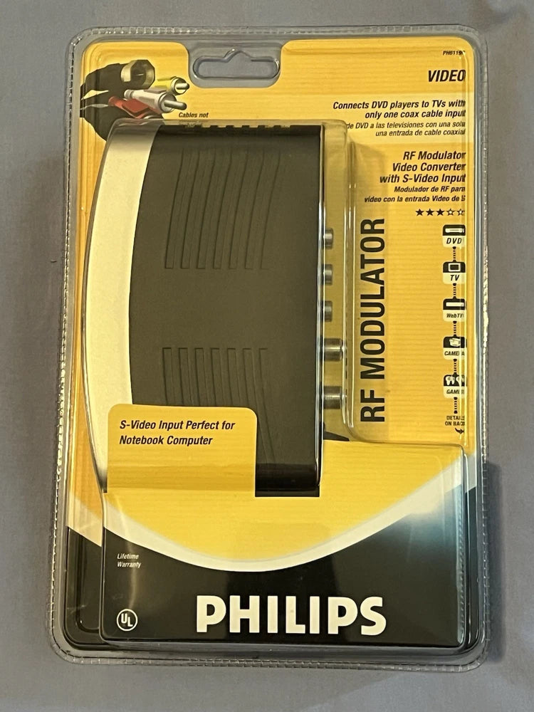 PHILIPS RF Modulator Video Converter w/S-Video Input Model PH61159 NEW, SEALED!
