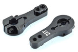 Dual-clamping aluminum servo horn, black, two-piece set with mounting holes