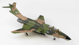1:72 military jet model in green and tan camouflage with colorful side markings