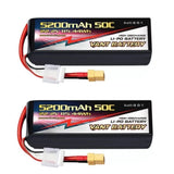 Black LiPo battery pack with red/black leads and XT90 connector, 5200mAh 22.2V 50C