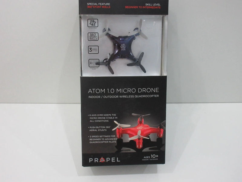 Propel Atom 1.0 Micro Quadcopter Drone 360 Stunt Rolls 65ft Range Blue NIB Propeller