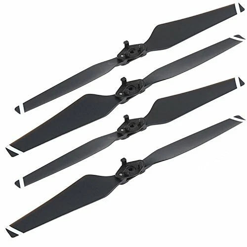 Set of black folding drone propellers with quick-release mounting hubs