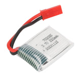 LiPo battery pack with red JST connector, black/red wires, and taped cell wrap