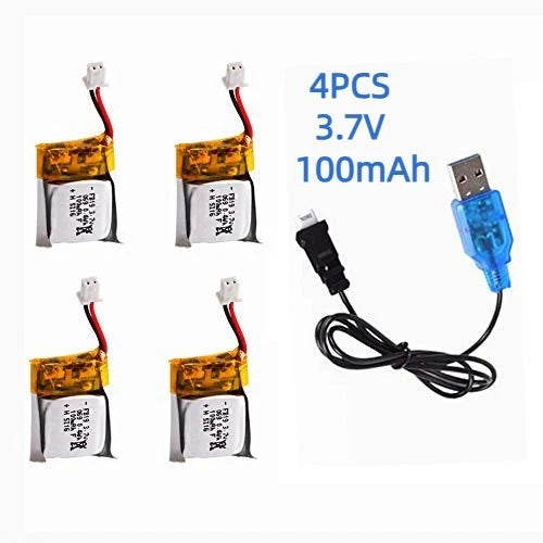 4PCS 3.7V 100mAh Lipo Polymer Rechargeable Batteries For CX-10 Q4 V272 Drone Toy