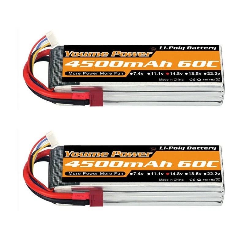 2pcs 14.8V 4S 4500mAh Lipo Battery for RC Deans Car Truck Drone Helicopter FPV Battery