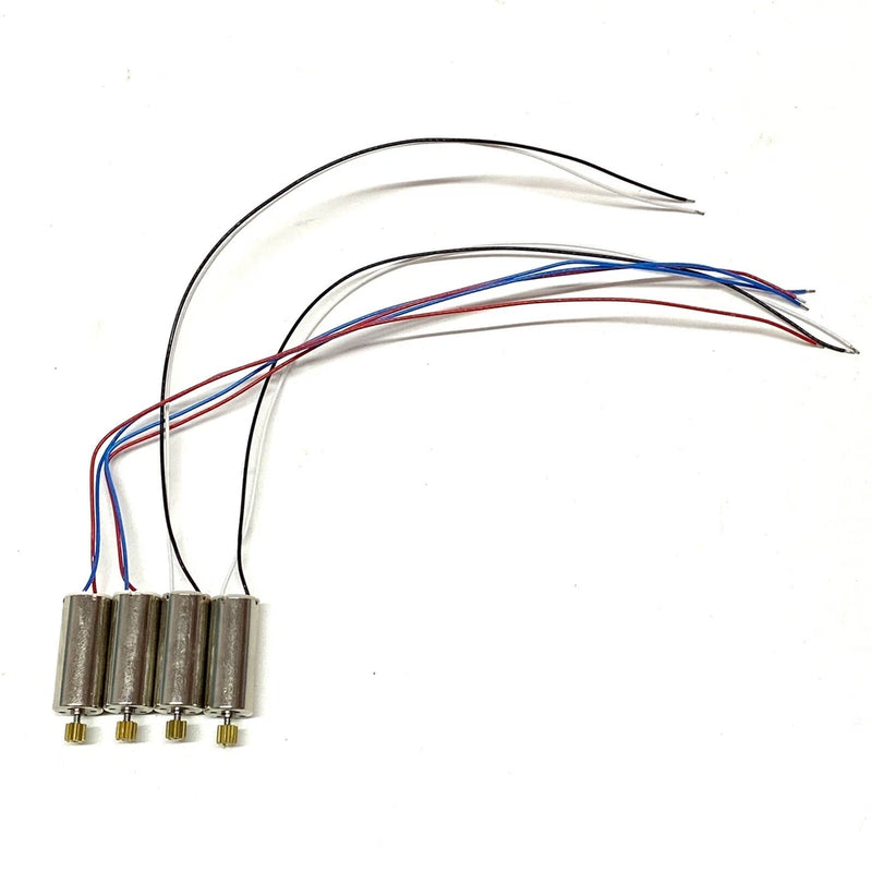 RC drone motor replacement set with four metal motors and multicolor wire leads