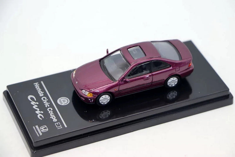 PARA 1/64 Scale Honda Civic Coupe EJ1 1995 Purple Diecast Car Model Toy Gift