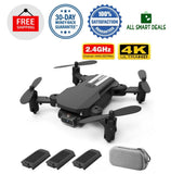 4K quadcopter drone with camera, 3 rechargeable batteries and carrying case