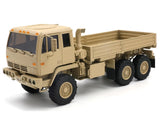 Micro 6x6 military truck model in light tan with open flatbed and detailed wheels