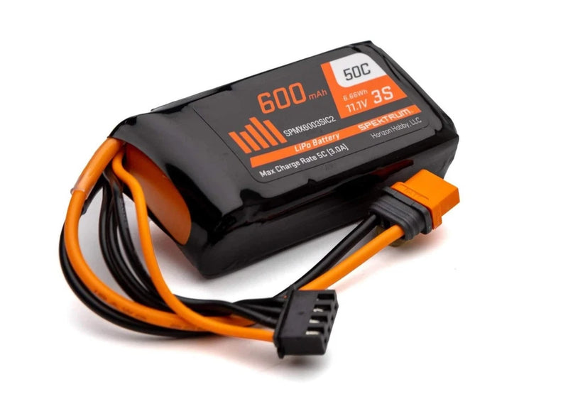 Spektrum 600mAh 3S 11.1V 50C LiPo Battery IC2 SPMX6003SIC2 Battery