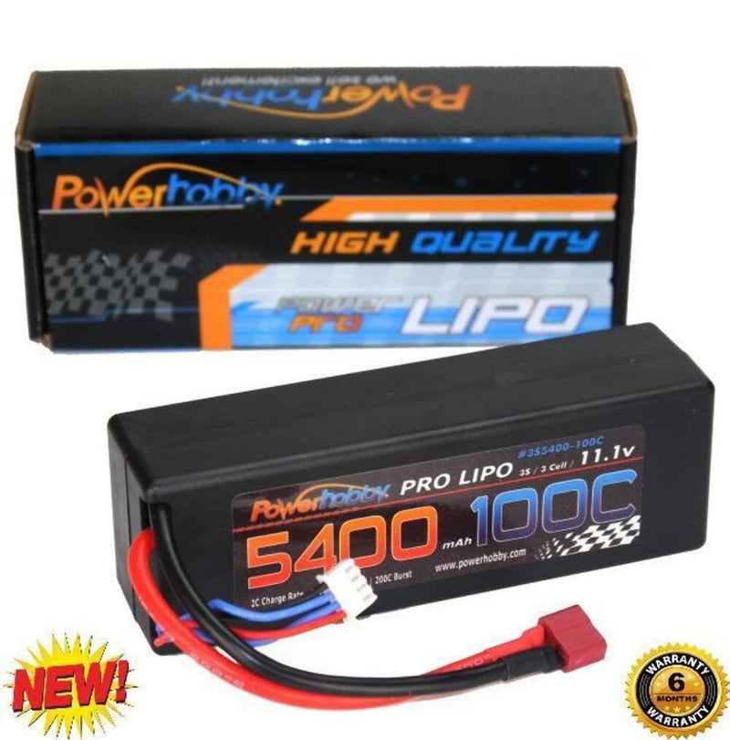 3S 11.1V 5400mAh 100C Deans Hard Case Lipo Battery Powerhobby PHB3S5400100DEANS Battery