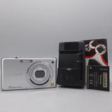 Panasonic Lumix DMC-FS10 12.1MP Digital Camera Silver Tested W/ Battery+ Charger