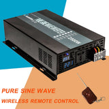 Pure Sine Wave Inverter 2500W 12V/24V/48V DC to 110V/120/220V AC Remote control