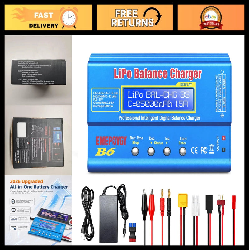 80W Battery Balance Charger for NiMH/NiCd & LiPo/Li-ion (1-15S) RC Hobby Batteri Battery