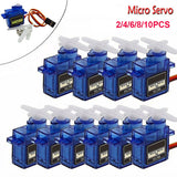 Set of micro servo motors with blue casing and white control arms