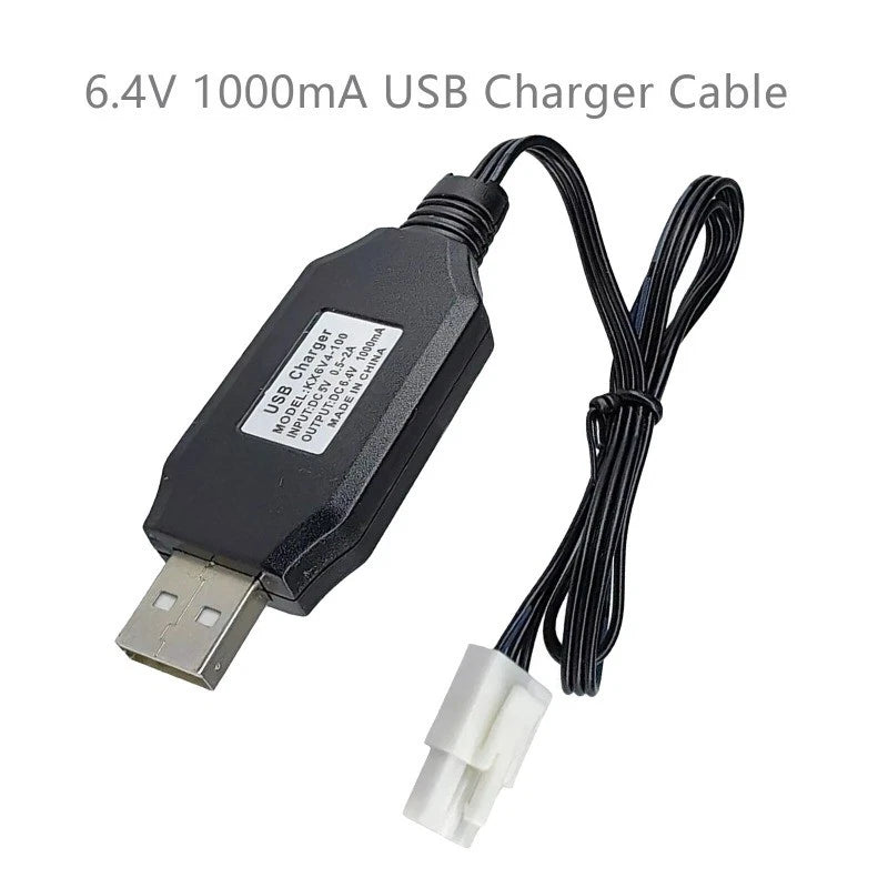 6.4V 1000mA USB Charger Cable EL4.5 3P Rev male plug for RC Car Buggy Truck box Battery